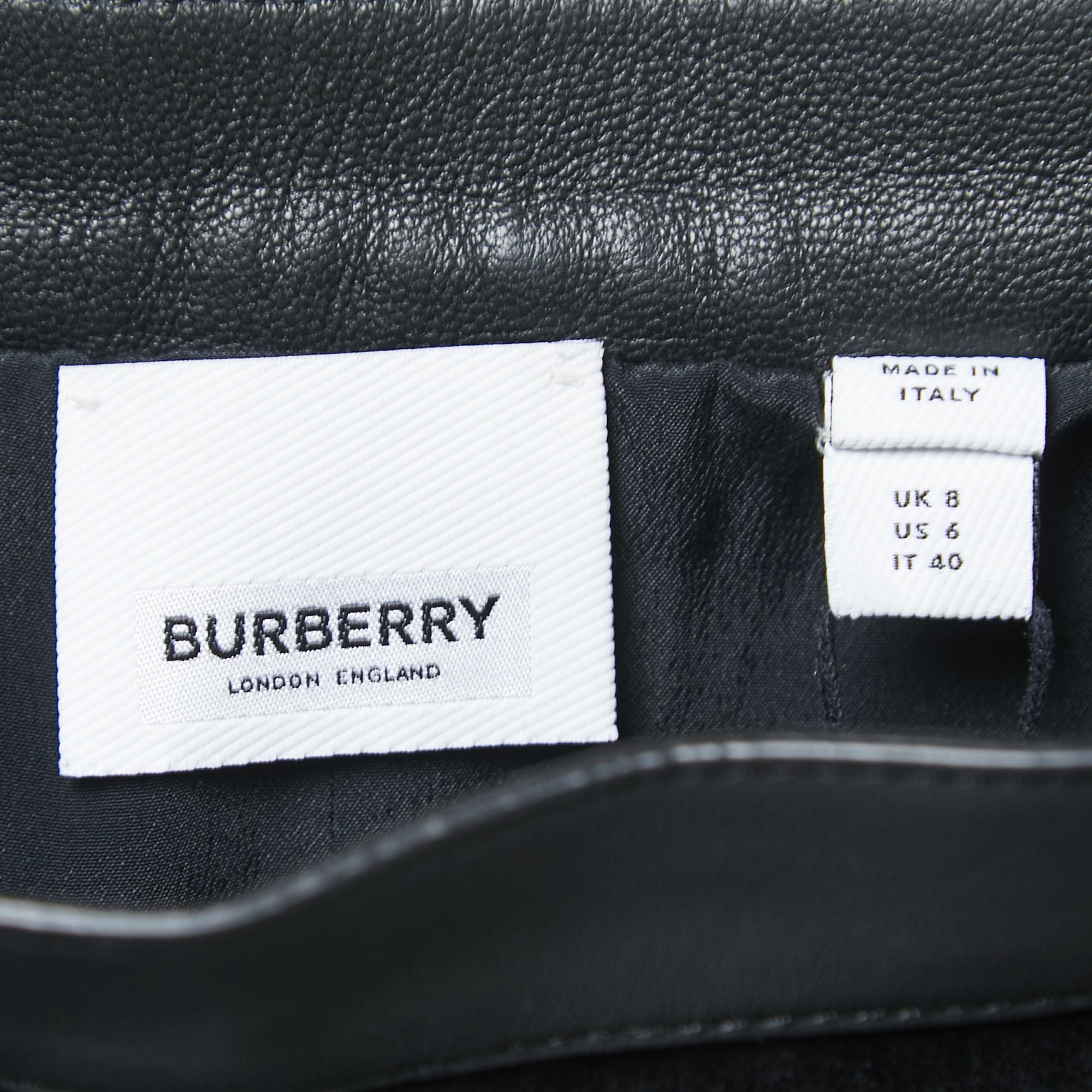 Burberry Black Velvet A-Line Mini Skirt S 2