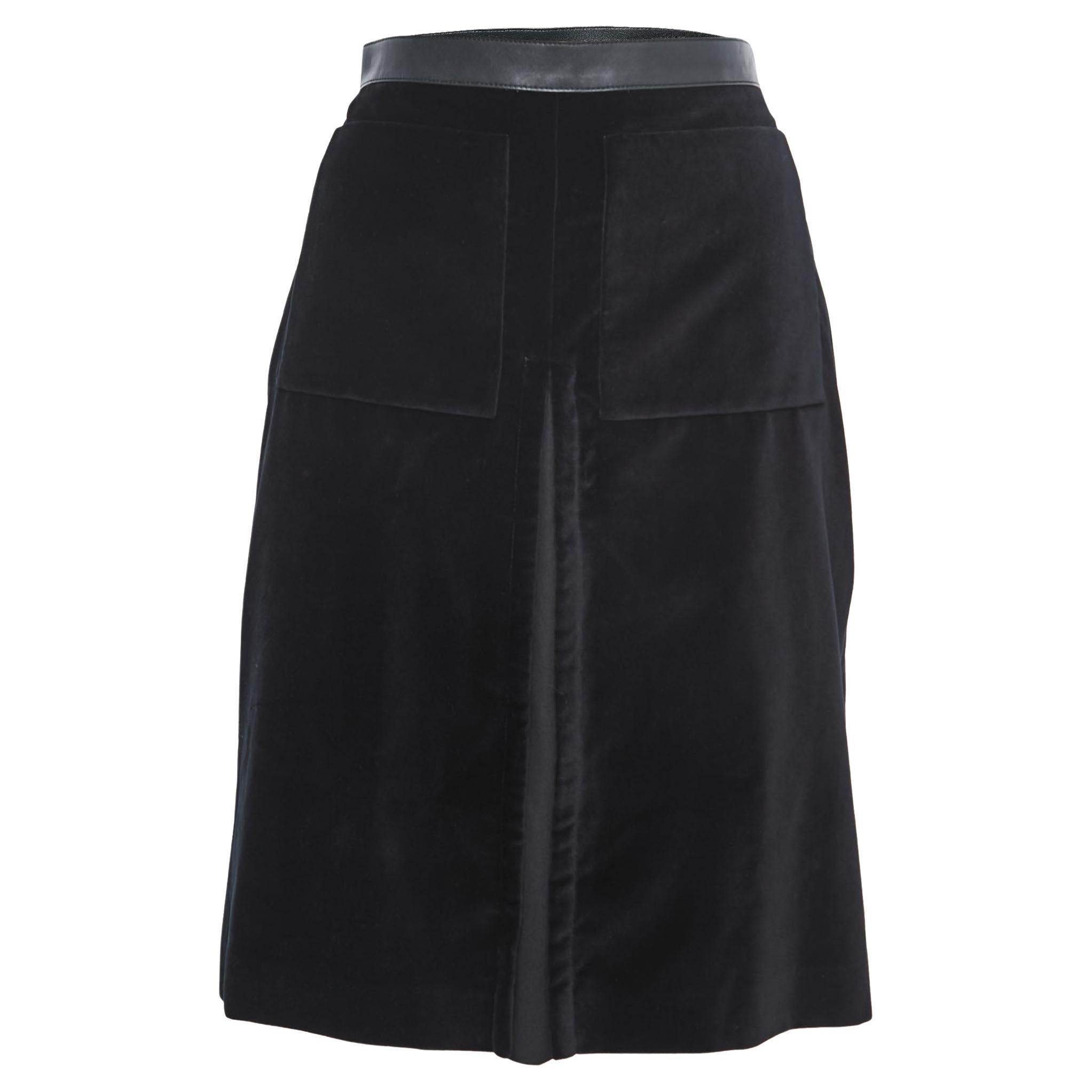 Burberry Black Velvet A-Line Mini Skirt S