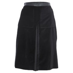 Burberry - Mini-jupe trapèze en velours noir S