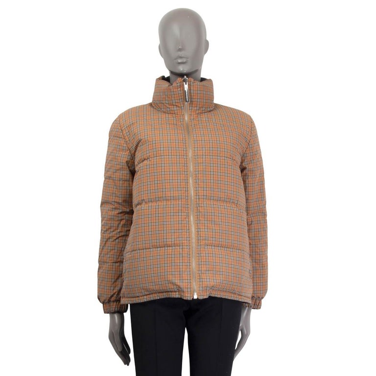 BURBERRY black and VINTAGE CHECK REVERSIBLE DOWN PUFFER Jacket S For Sale  at 1stDibs