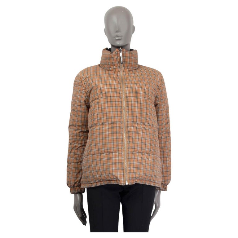 BURBERRY black and VINTAGE CHECK REVERSIBLE DOWN PUFFER Jacket S 