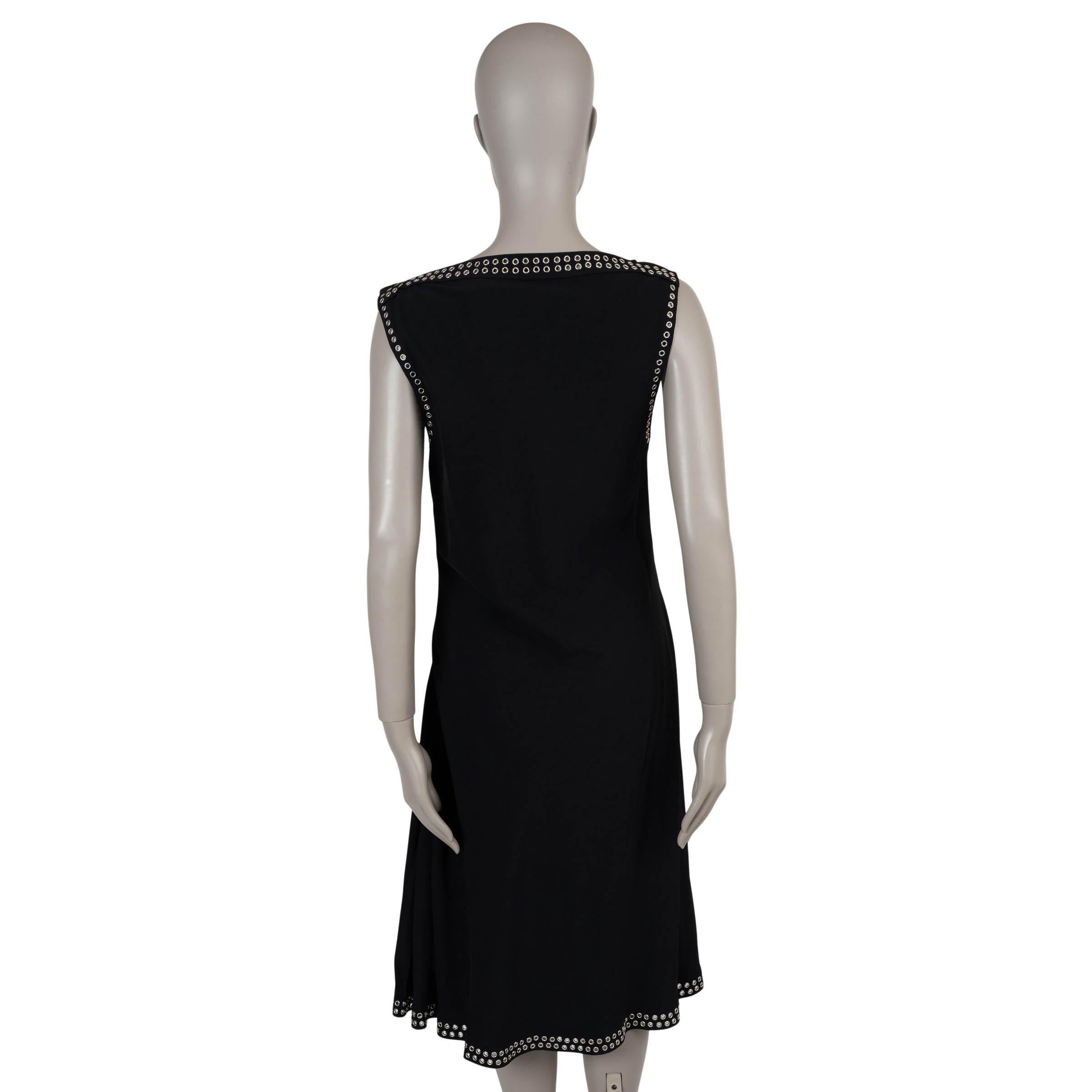 Black BURBERRY black viscose 2024 EYELET TRIM SATIN Dress UK 12 L For Sale