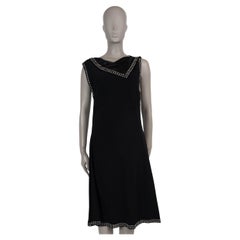 BURBERRY Schwarzes Viskose 2024 EYELET TRIM SATIN Kleid UK 12 L