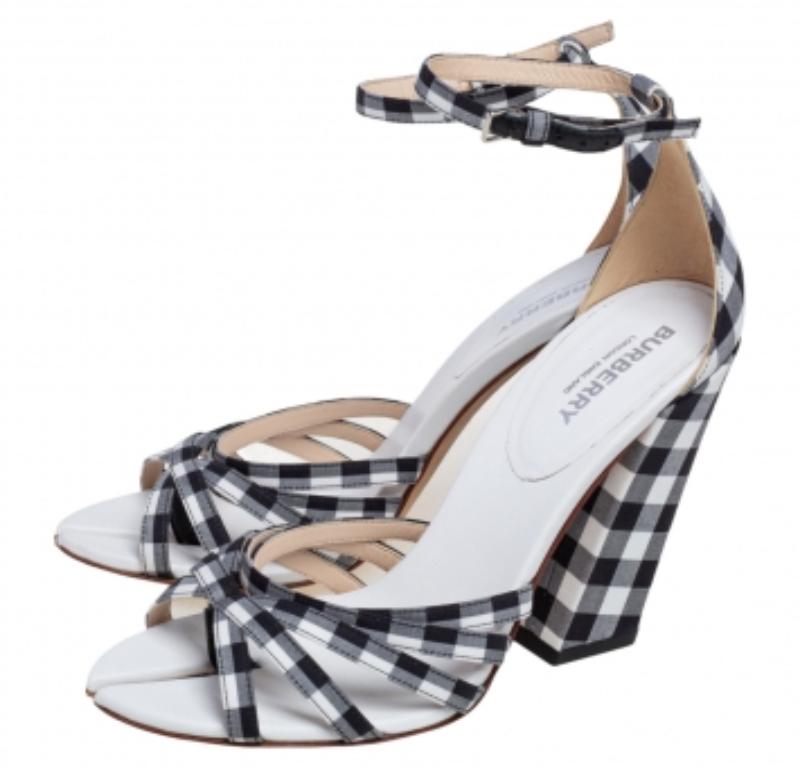 Sandales en toile et cuir noir/blanc de Burberry Taille 37 1
