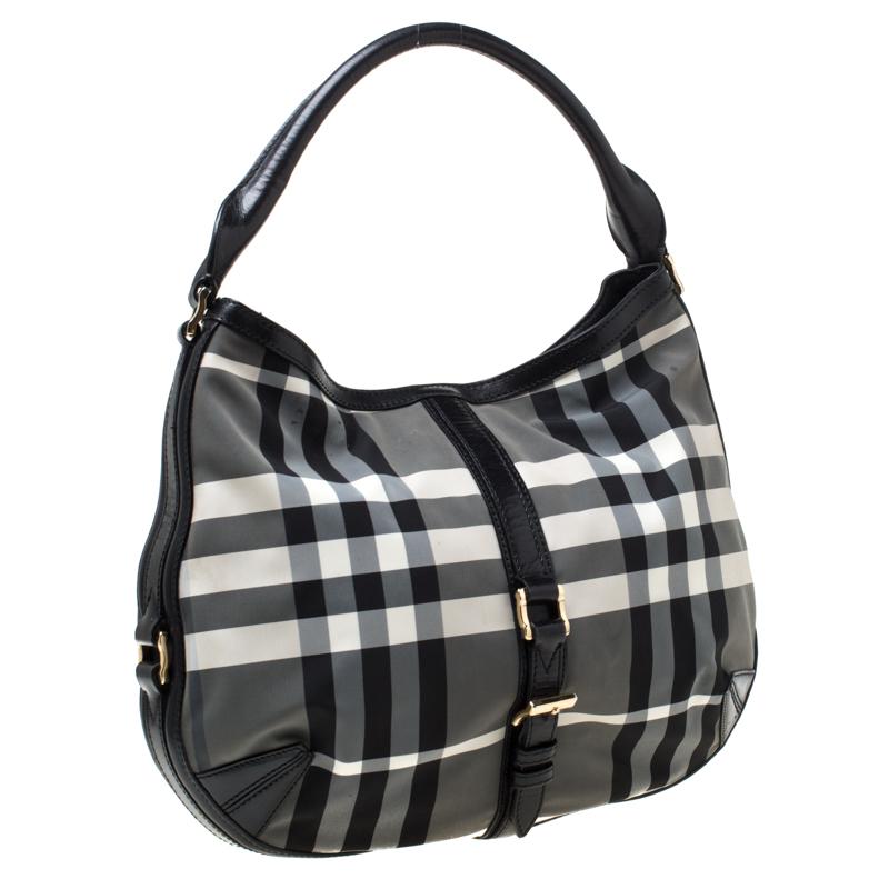 black and white burberry purse