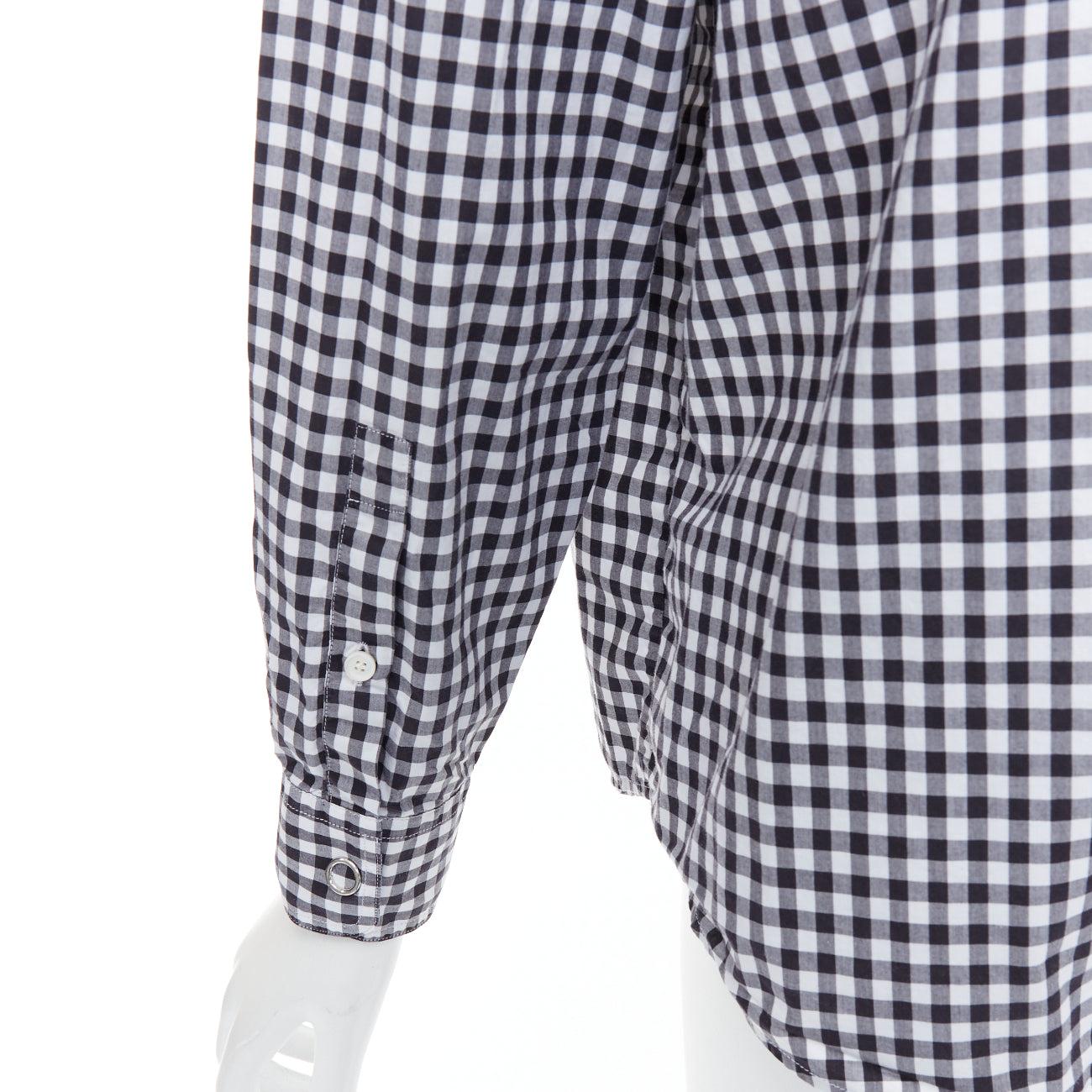 BURBERRY black white cotton check gingham silver snap button shirt IT40 S For Sale 2