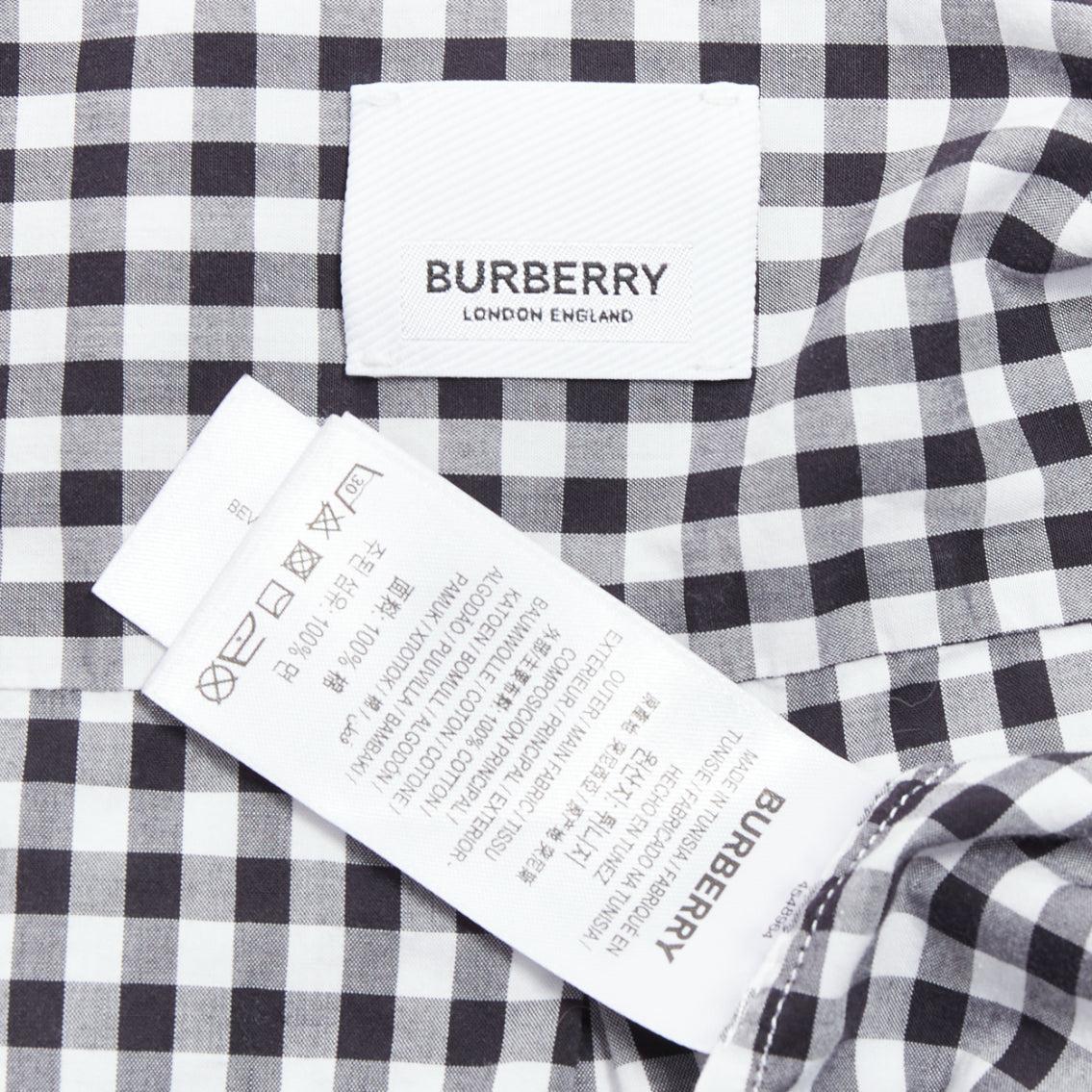 BURBERRY black white cotton check gingham silver snap button shirt IT40 S For Sale 3