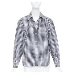 BURBERRY Schwarzweißes kariertes Hemd aus Baumwolle mit Schnappknöpfen aus Gingham und Silber IT40 S