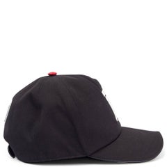 BURBERRY black & white cotton MONOGRAM LOGO Baseball Cap Hat S