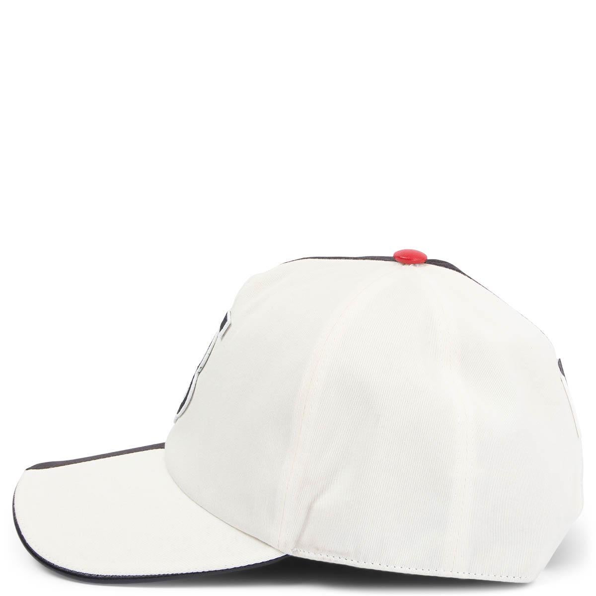 Black BURBERRY black & white cotton MONOGRAM LOGO Baseball Cap Hat S For Sale