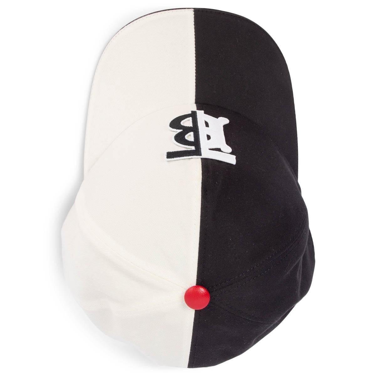 Women's BURBERRY black & white cotton MONOGRAM LOGO Baseball Cap Hat S For Sale
