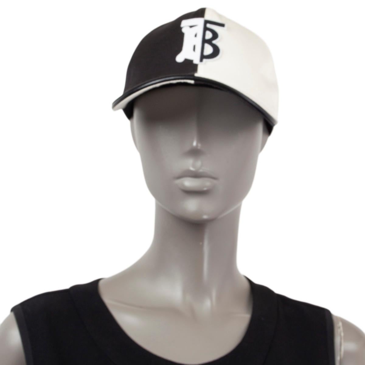 BURBERRY black & white cotton MONOGRAM LOGO Baseball Cap Hat S For Sale 1