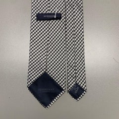 BURBERRY Black White Gingham Silk Tie