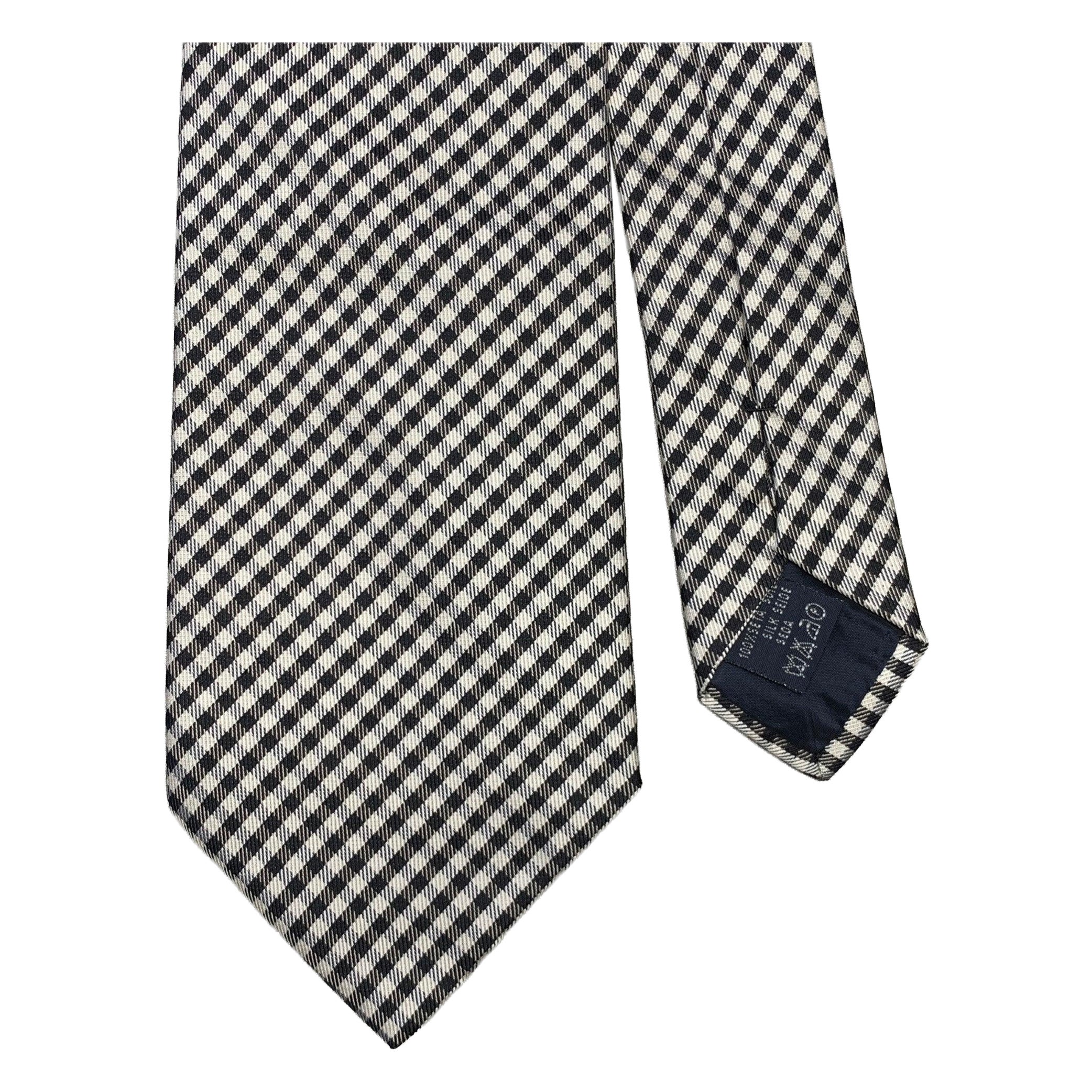 Burberry Cravate en soie vichy noir et blanc