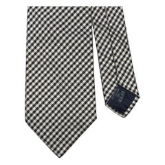 BURBERRY Black White Gingham Silk Tie
