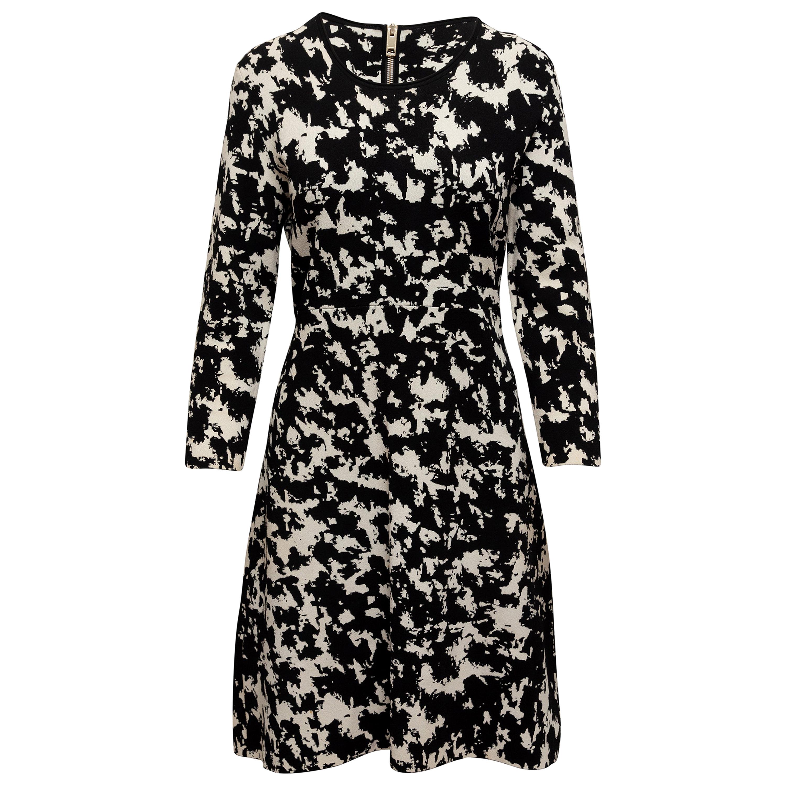 Burberry Black & White Intarsia Speckled Dress