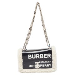 Burberry Black/White Leather and Fox Fur Small Lola Shoulder Bag
