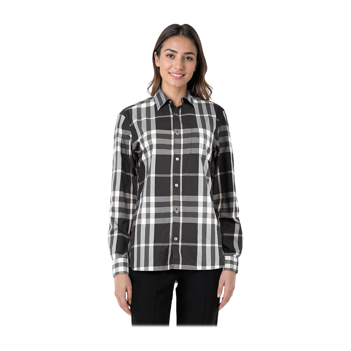 Camicia Burberry Nova Check in bianco e nero taglia S. White