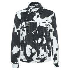 Burberry Veste en jean boutonnée imprimée noir/blanc XS
