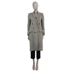 BURBERRY black & white wool DONEGAL HERRINGBONE TWEED Coat Jacket 8 S