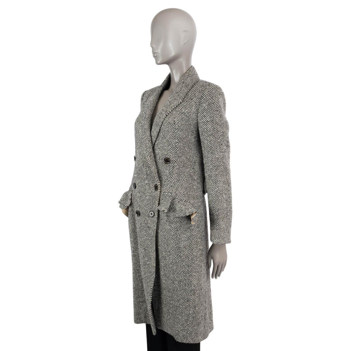 Burberry Veste Manteau DONEGAL HERRINGBONE TWEED en laine noire et blanche 8 S Pour femmes en vente