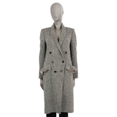 Used BURBERRY black & white wool DONEGAL HERRINGBONE TWEED Coat Jacket 8 S