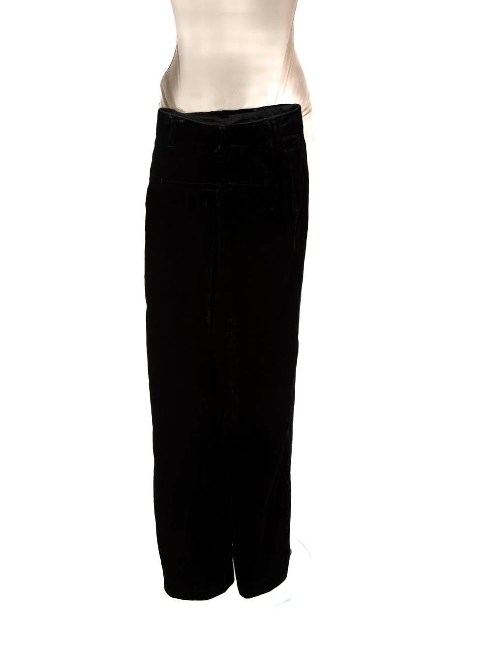 Burberry Black Wide Leg Velvet Trousers Size XXS In Good Condition For Sale In London, GB