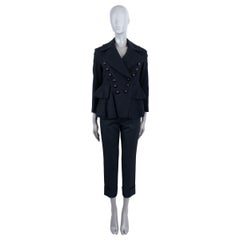 BURBERRY black wool ALVINGHAM DOUBLE BREASTED PEPLUM Jacket 4 XS