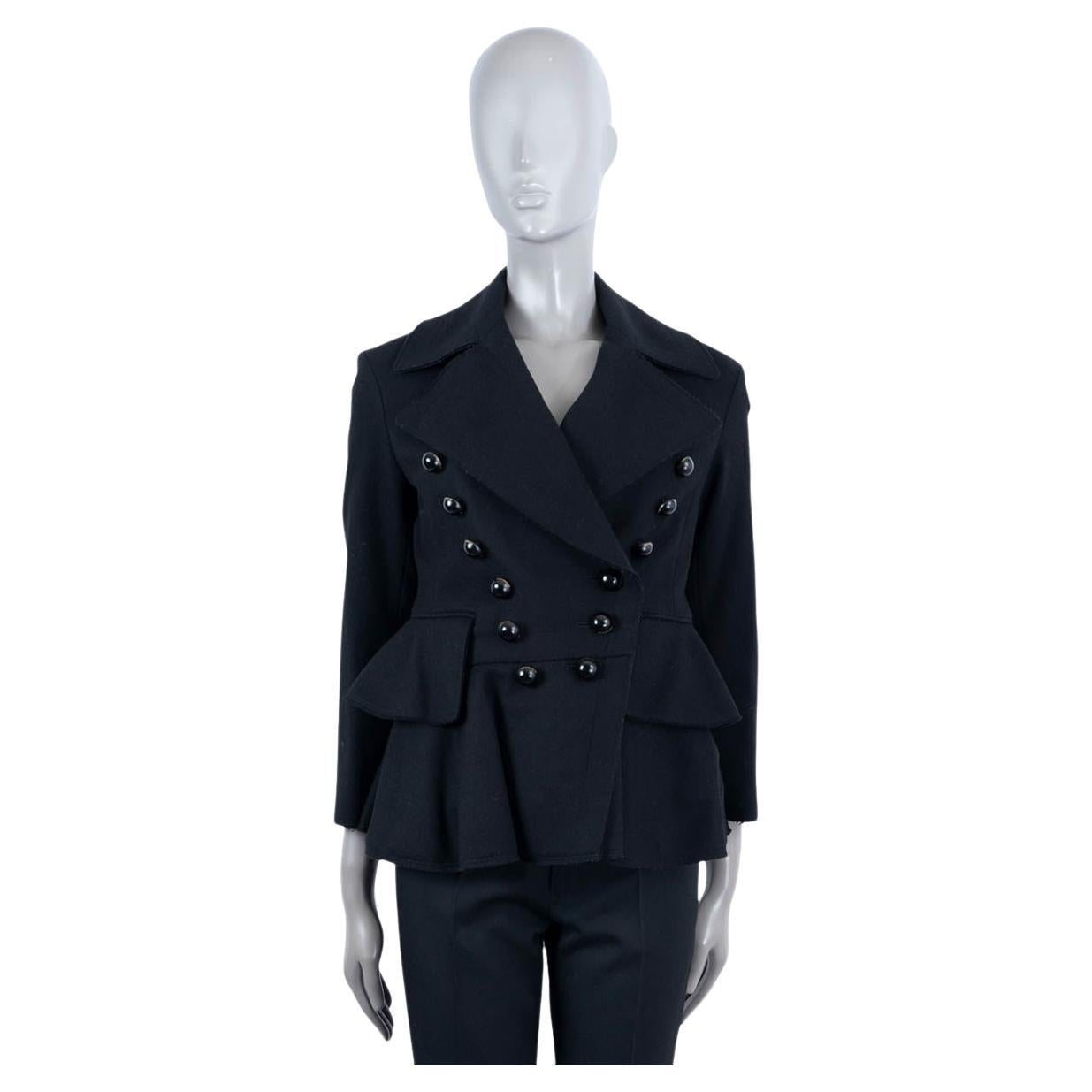 BURBERRY black wool ALVINGHAM DOUBLE BREASTED PEPLUM Jacket 4 XS For Sale