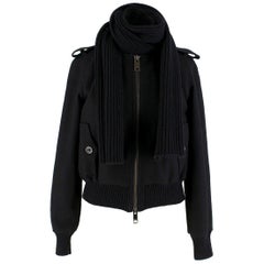 Burberry Schwarze Bomberjacke aus Wollmischung in Kurzform, US 2 