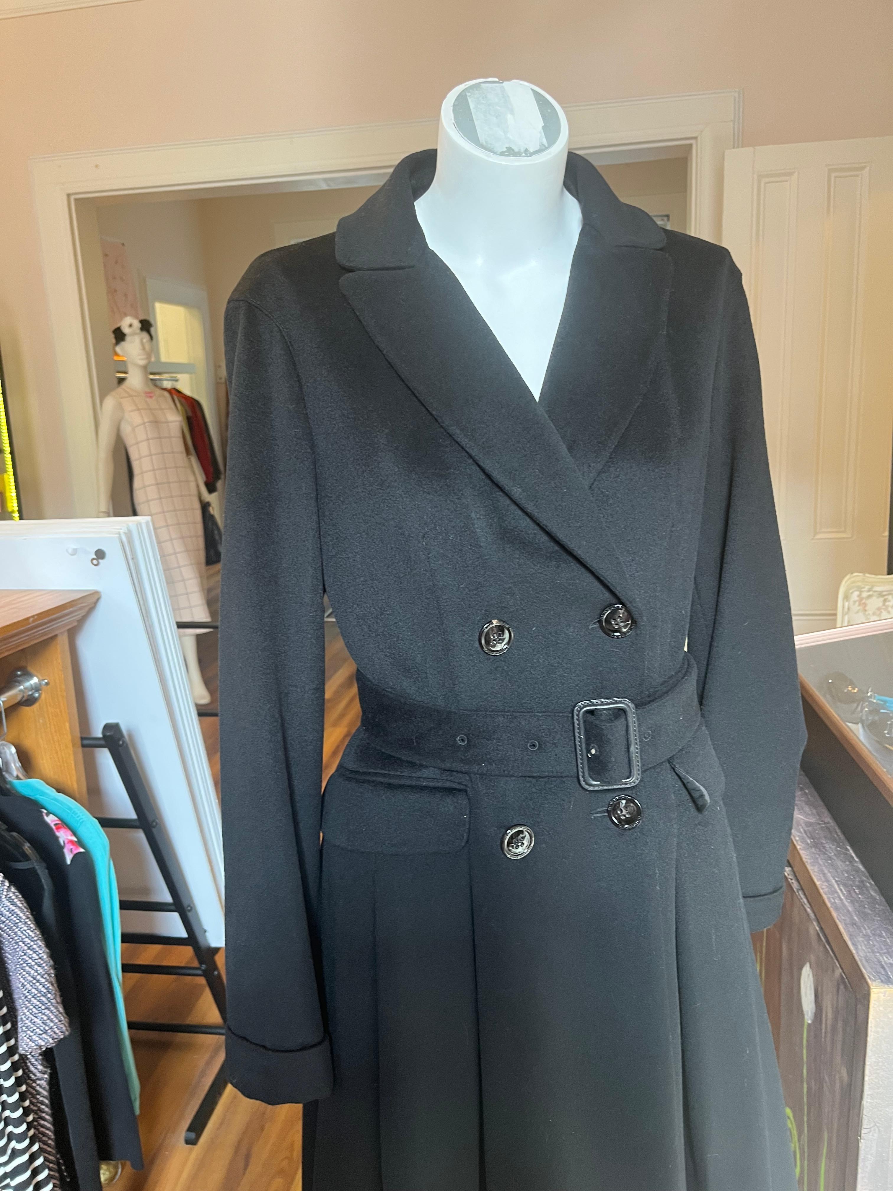 Burberry Black Wool/Cashmere Blend Belted Coat S+ 3