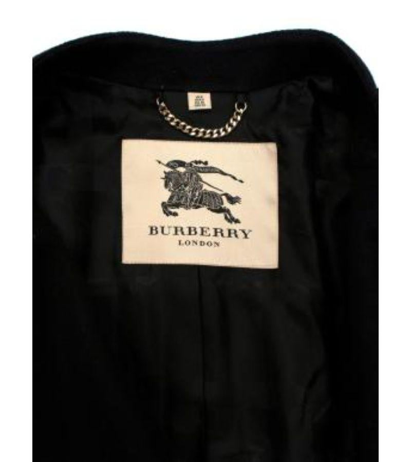 Women's Burberry Black Wool & Cashmere Short Trench Coat with Leather Straps For Sale