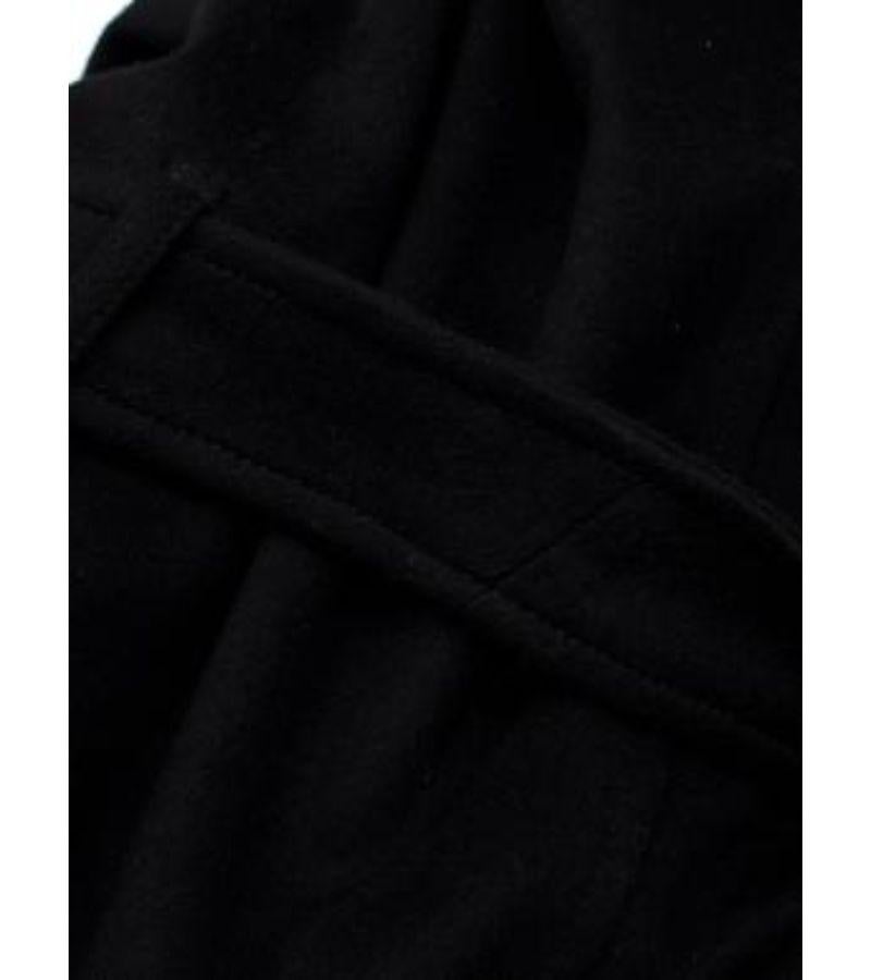 Burberry Black Wool & Cashmere Short Trench Coat with Leather Straps For Sale 4
