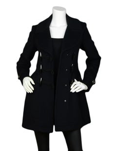 Burberry Black Wool Coat w/ Toggle sz 4