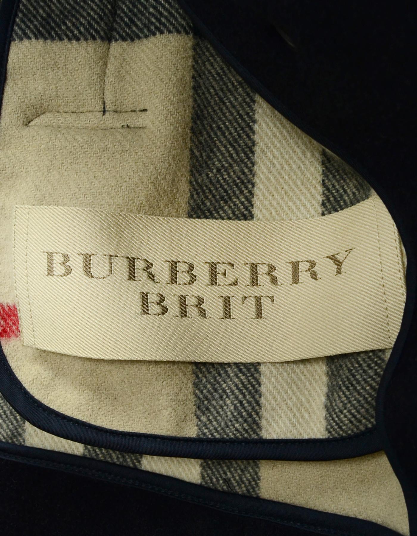 Burberry - Manteau en laine noir avec boutonnage, taille 4 Pour femmes en vente