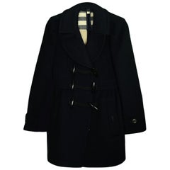 Used Burberry Black Wool Coat w/ Toggle sz 4