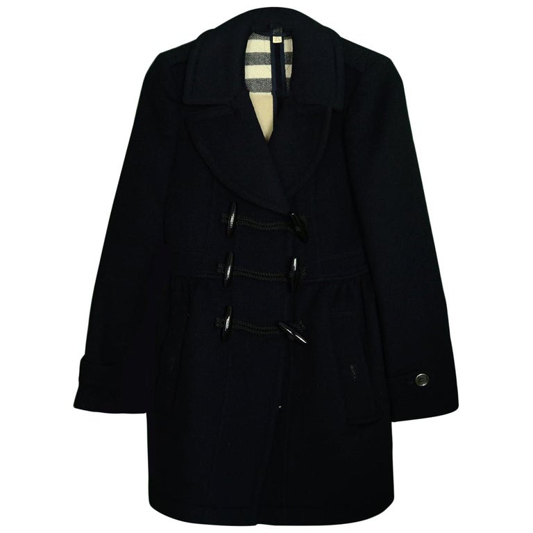 Burberry Black Wool Coat w/ Toggle sz 4 For Sale at 1stDibs | burberry  toggle