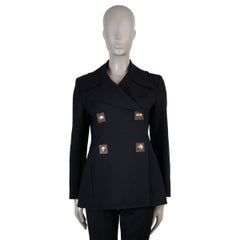 BURBERRY negro lana EDBURTON PEACOAT Abrigo Chaqueta UK 6 US 4 XS
