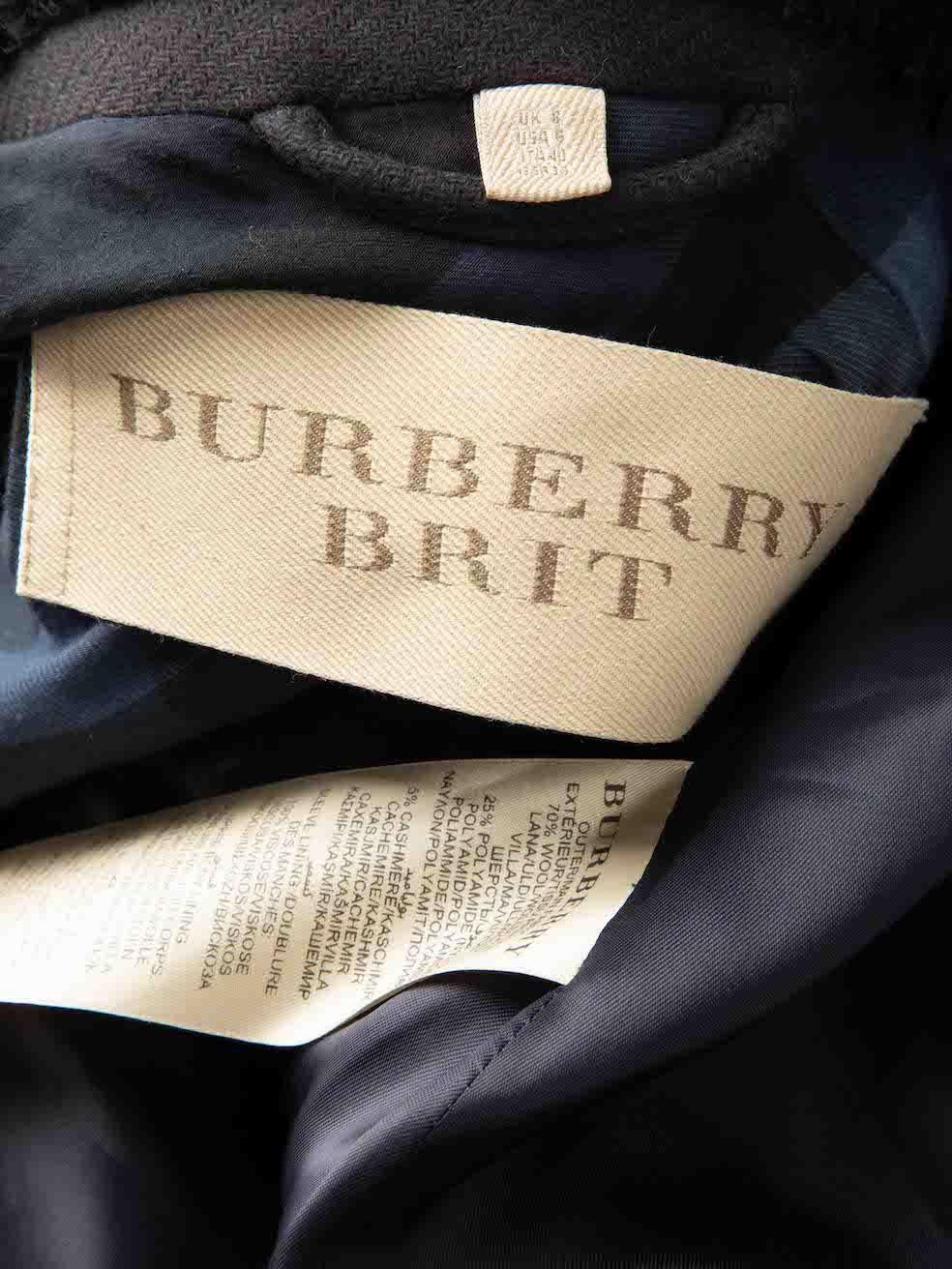 Burberry Black Wool Shearling Collar Coat Size S For Sale 2