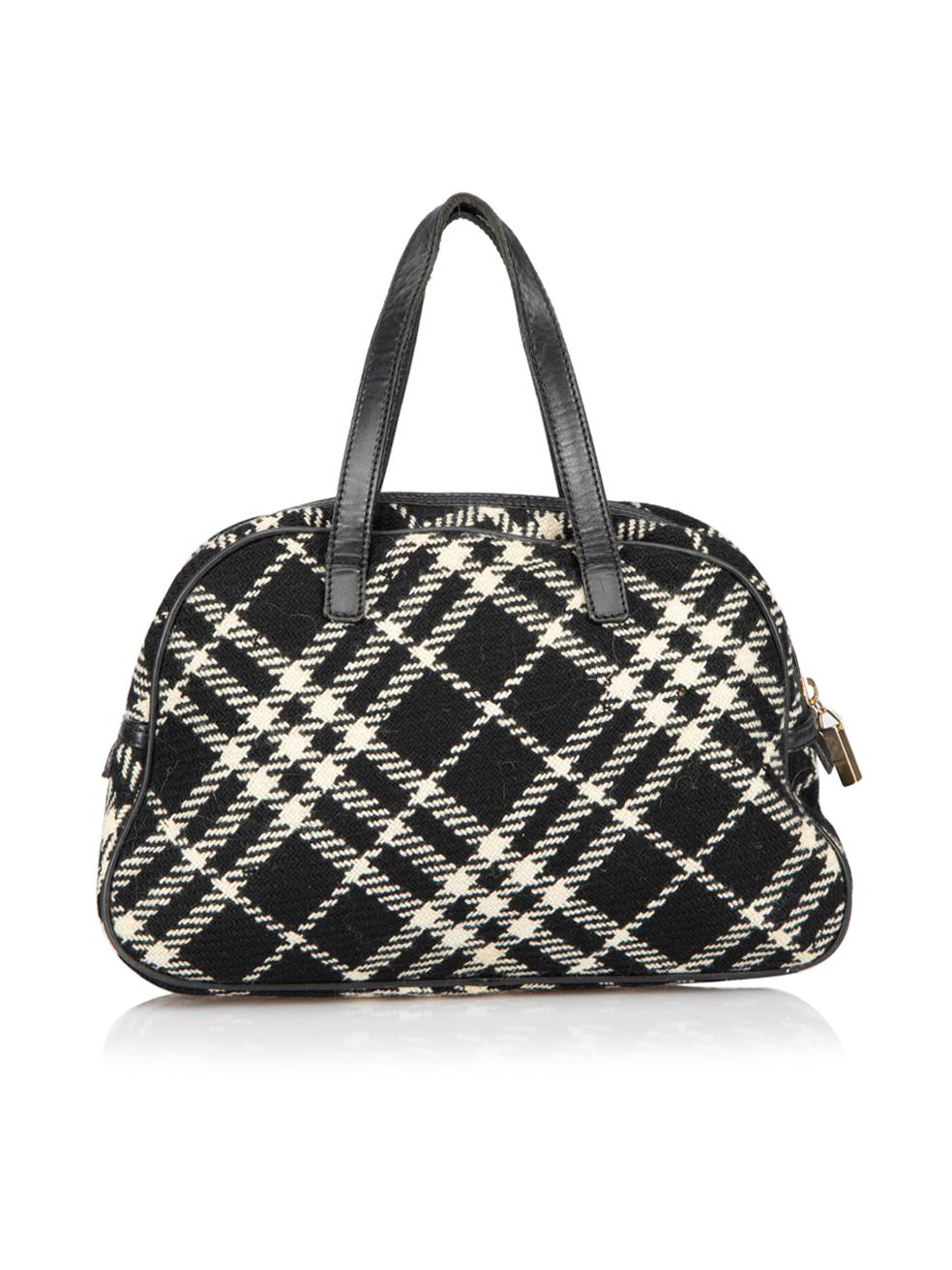 Burberry Black Wool Small Check Bag In Good Condition In London, GB