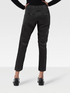 Burberry Black Wool Tapered Satin Panel Trousers Size M