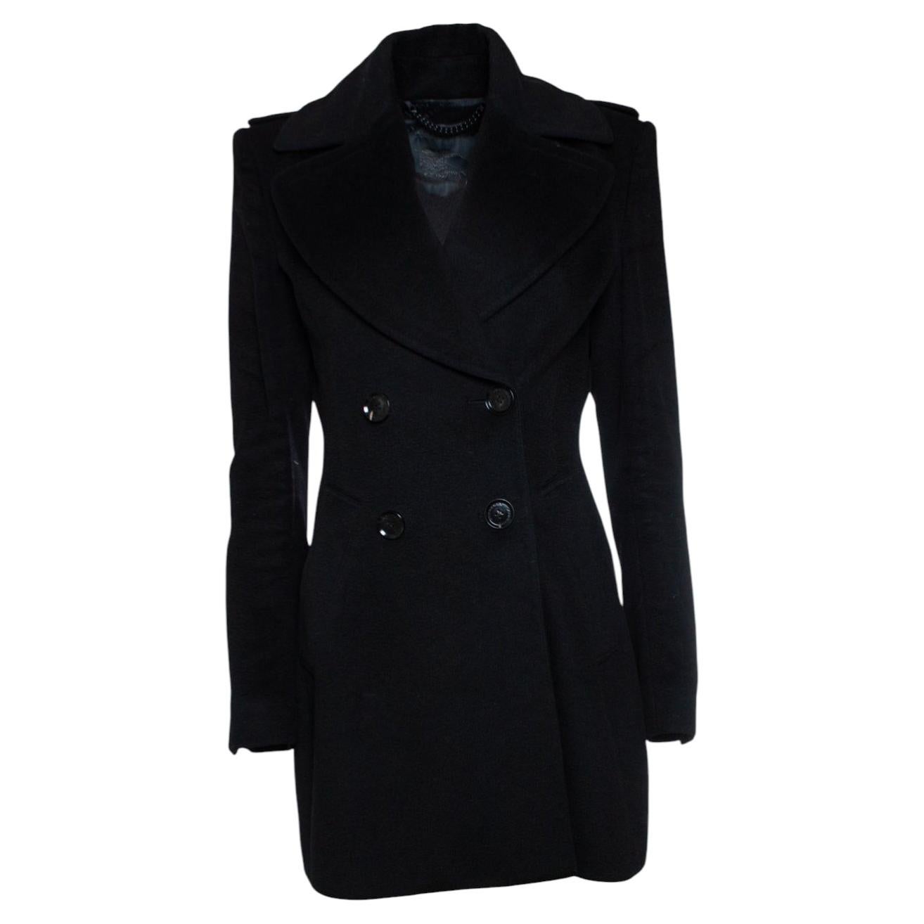 Burberry, schwarzer Trenchcoat aus Wolle