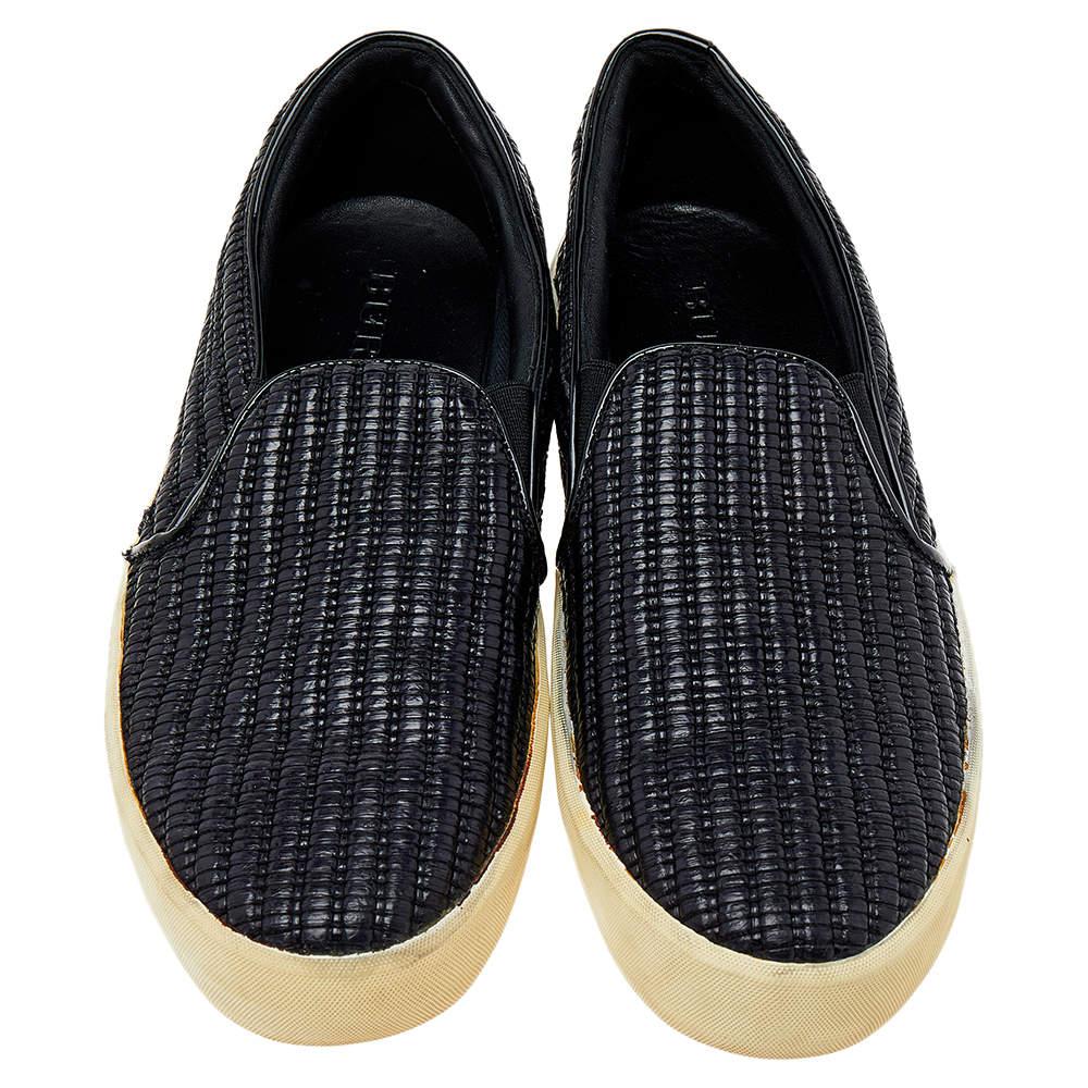 Burberry Black Woven Raffia Slip On Sneakers Size 41 In Good Condition In Dubai, Al Qouz 2