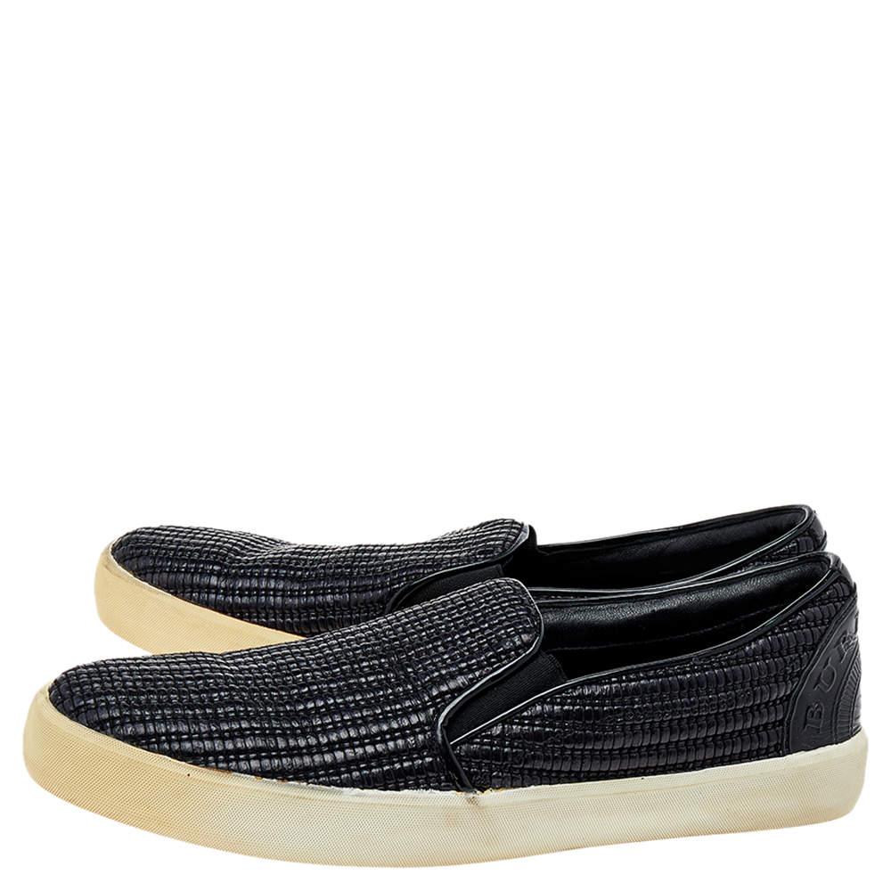 Men's Burberry Black Woven Raffia Slip On Sneakers Size 41