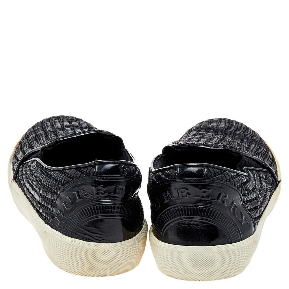 Burberry Black Woven Raffia Slip On Sneakers Size 41 1