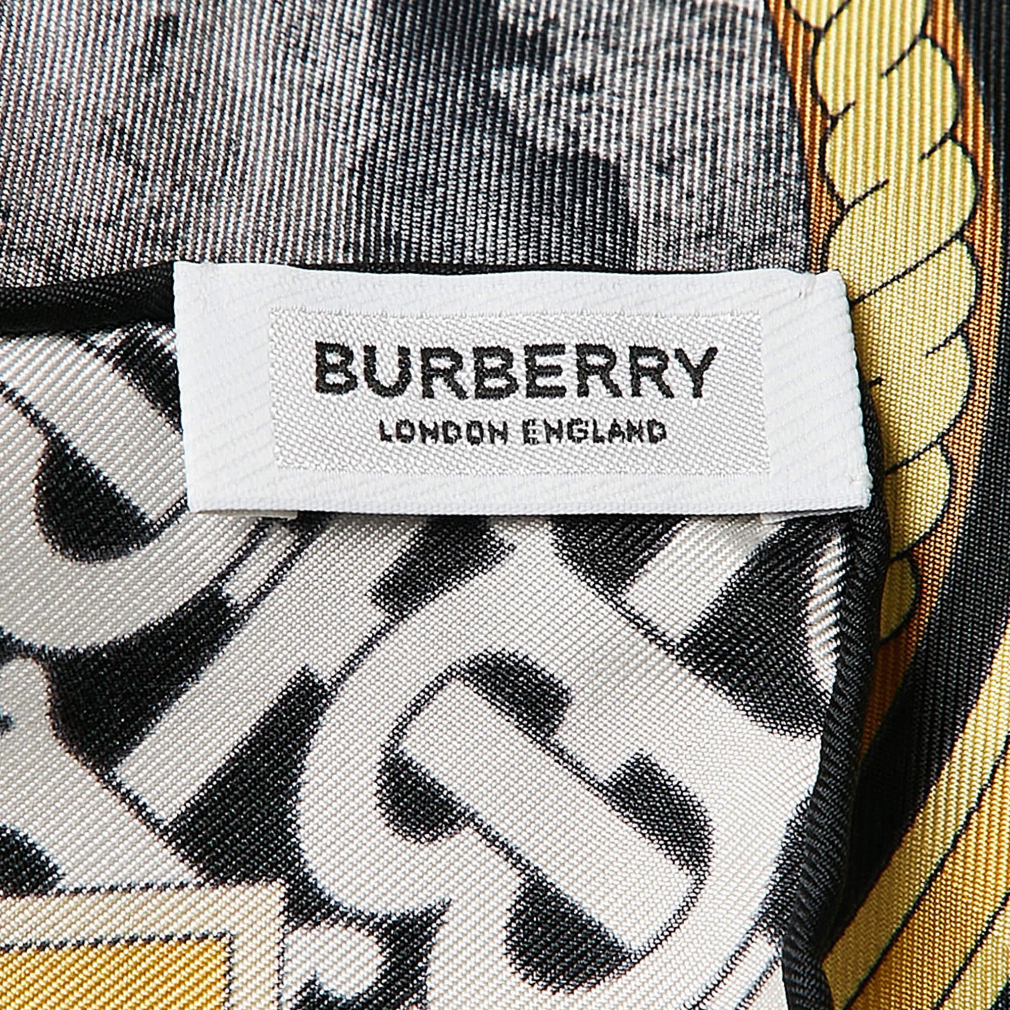 Nero Burberry Sciarpa quadrata in seta con stampa cervo giallo/nera in vendita