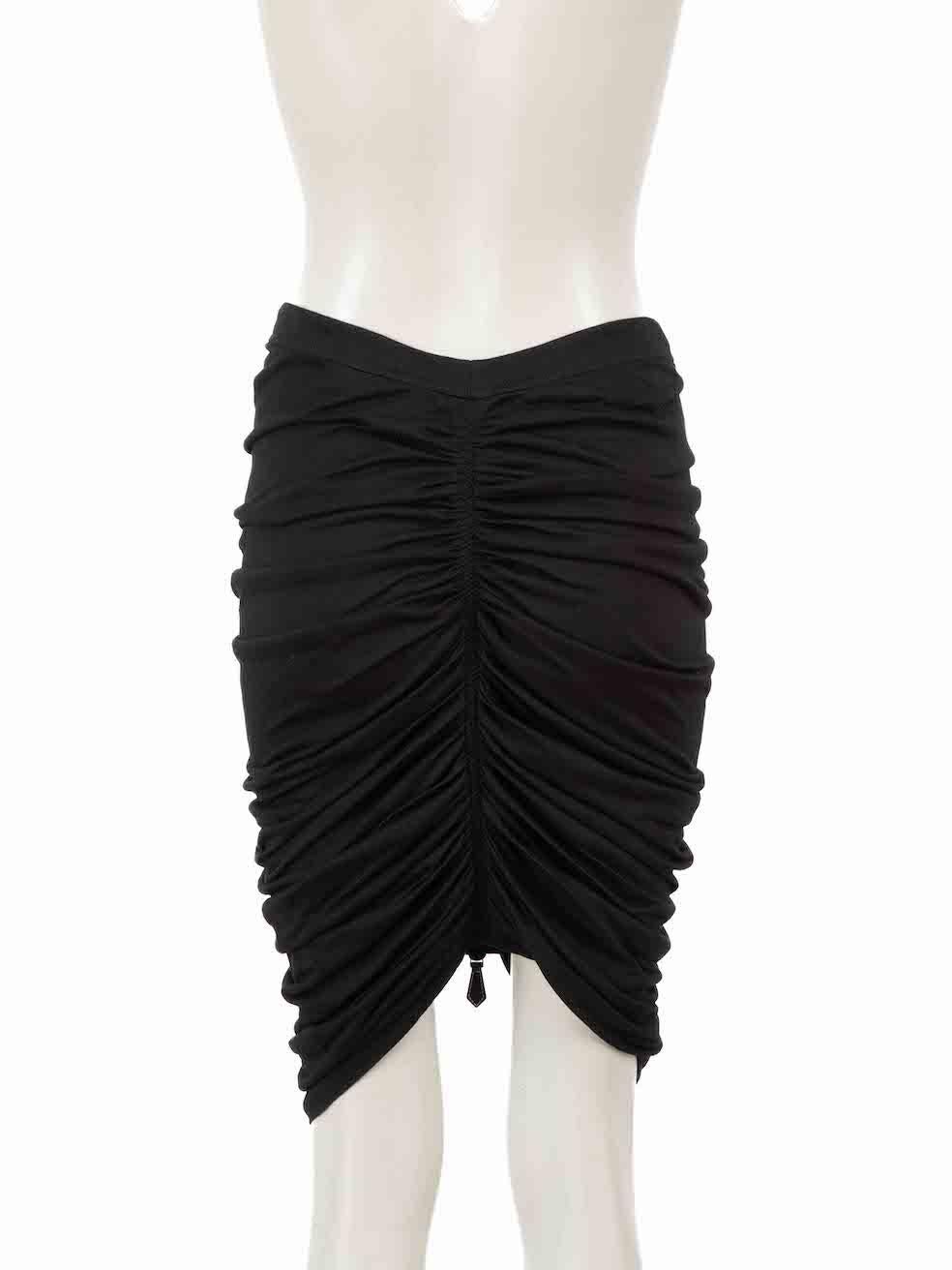 Burberry Black Zip Ruched Mini Skirt Size S In Excellent Condition For Sale In London, GB