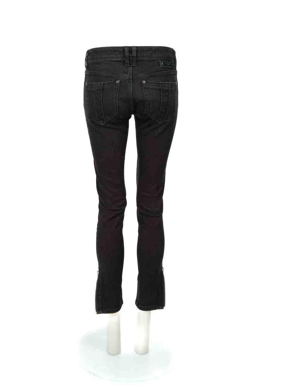 Burberry Black Zipped Cuff Skinny Jeans Size S In Excellent Condition For Sale In London, GB