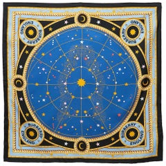 Burberry Blue Astrological Print Silk Square Scarf