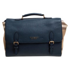 Burberry Blue/Beige Nova Check Canvas and Leather Messenger Bag